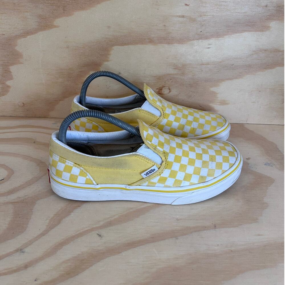 Vans Off The Wall - Classic Slip-On Checkeredboard - Yellow/White - Big Kids - 7